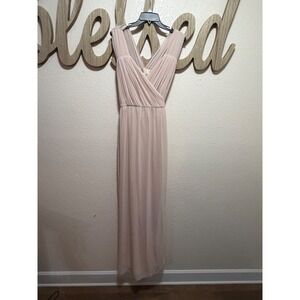 Joanna August Blush Pink Chiffon Wrap Maxi Dress Bridesmaid Formal XXL (As is)